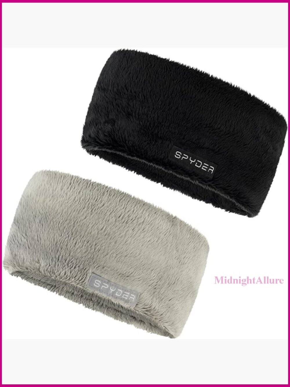 2 Pack Low Pile Faux Fur Headbands for Winter Sports & Cold Weather